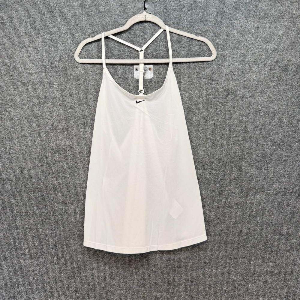 Nike Tank Top Womens Large White T-Back Dri FIT Athletic Gym Flowy NEW